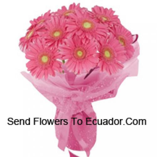 11 Pink Gerberas hand Bunch