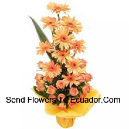 Orange Roses and Gerberas Big Basket