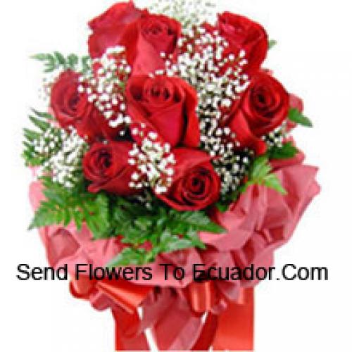 9 Wrapped Red Roses